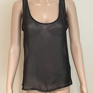 Ali & Kris sheer black nude back scoop neck SZ